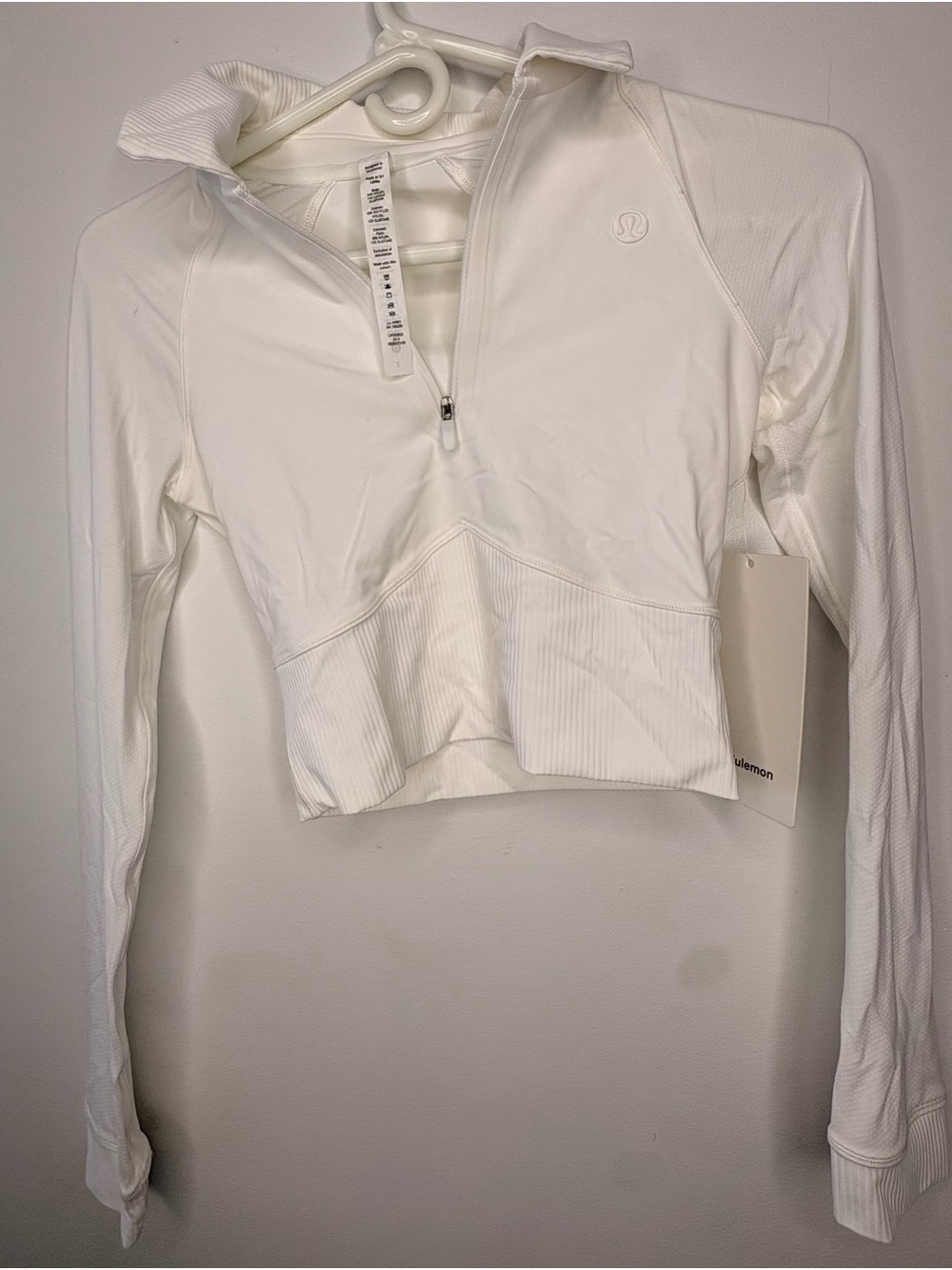 lululemon athletica White Cropped Half-Zip Pullover
